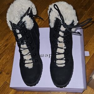 Madden Girl Black and Cream Winter Boots